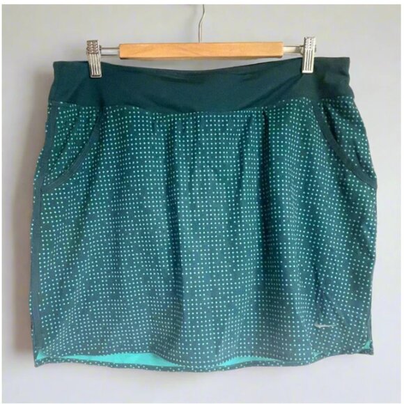 Nike Golf Mini Skirt Skort Dri FIT Shorts Womens Large Green Stretch Dot Sport - Picture 1 of 11